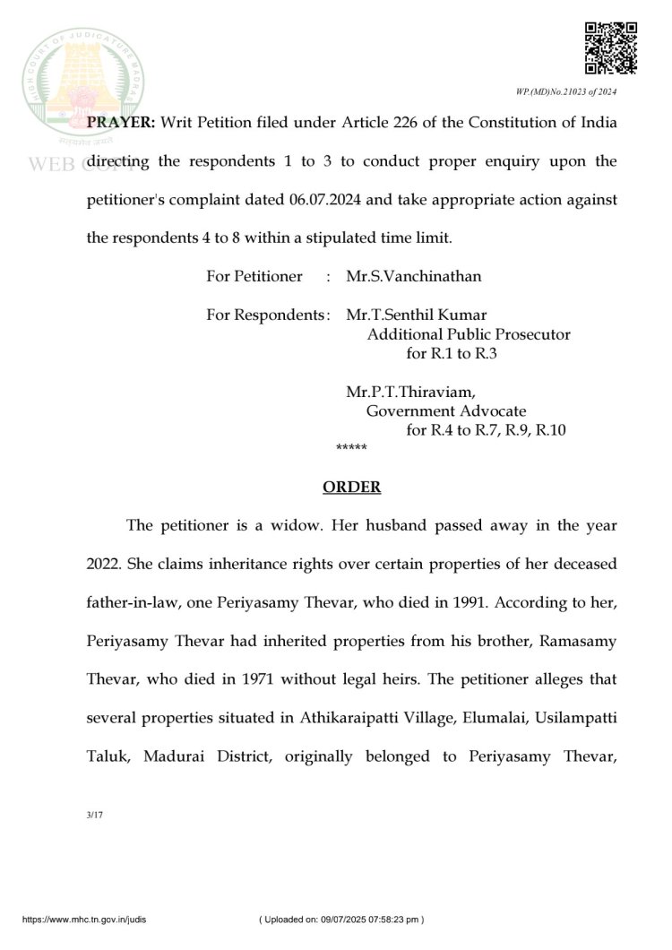 போலி பத்திரம் பதிவு செய்ய மின்னல் வேகத்தில் பட்டா வழங்கிய வருவாய் அலுவலர்கள் மீது ஊழல் தடுப்பு மற்றும் கண்காணிப்பு துறை (விஜிலென்ஸ் - DVAC) FIR பதிவு செய்து கைது செய்ய மதுரை ஐகோர்ட் உத்தரவு.